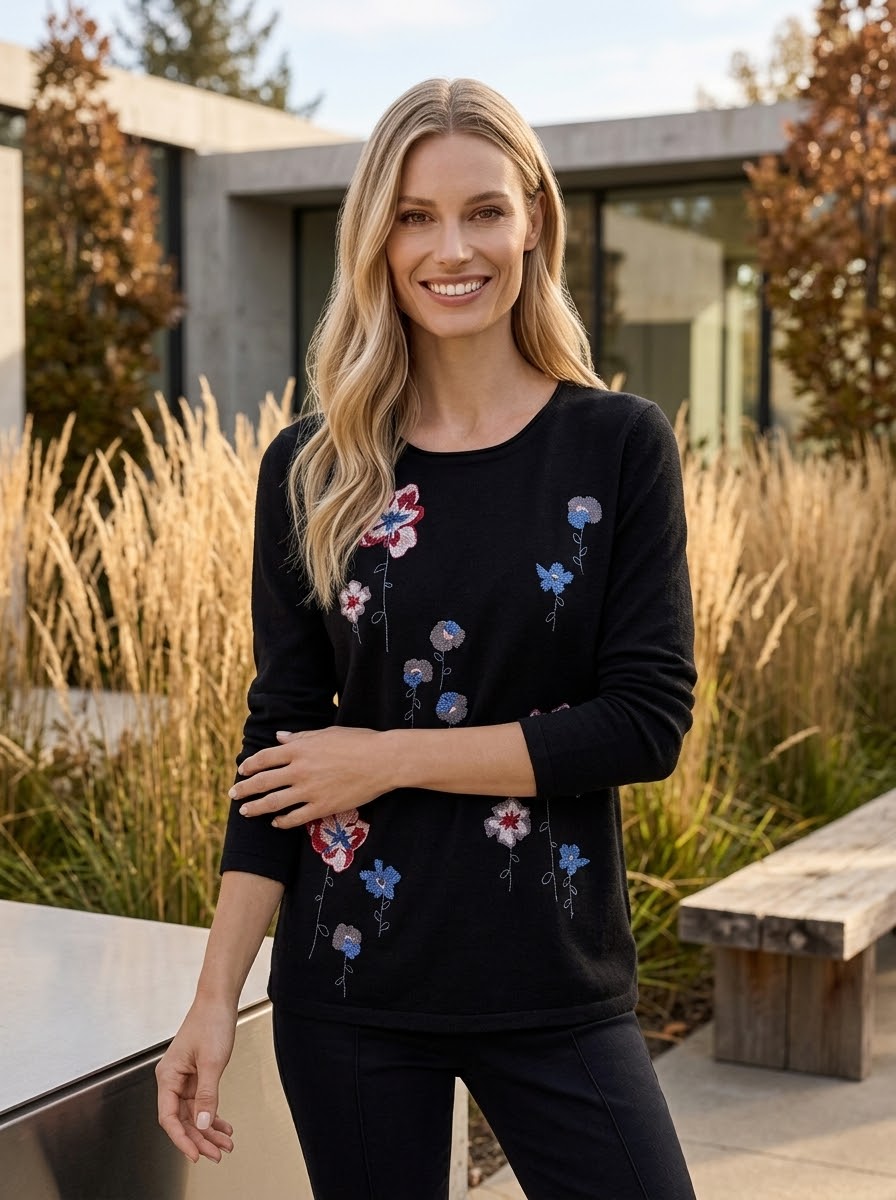 Pullover with Embroidery