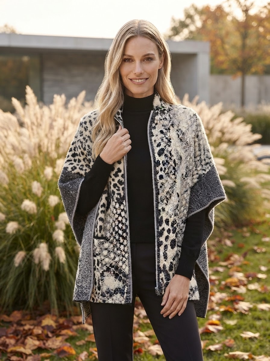 Jacquard Knit Cape