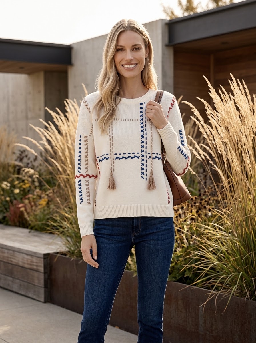 Pullover with Stitching