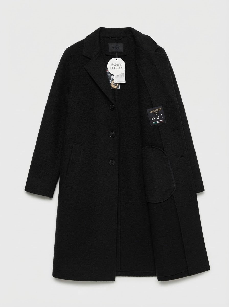 Boiled Wool Coat – Black